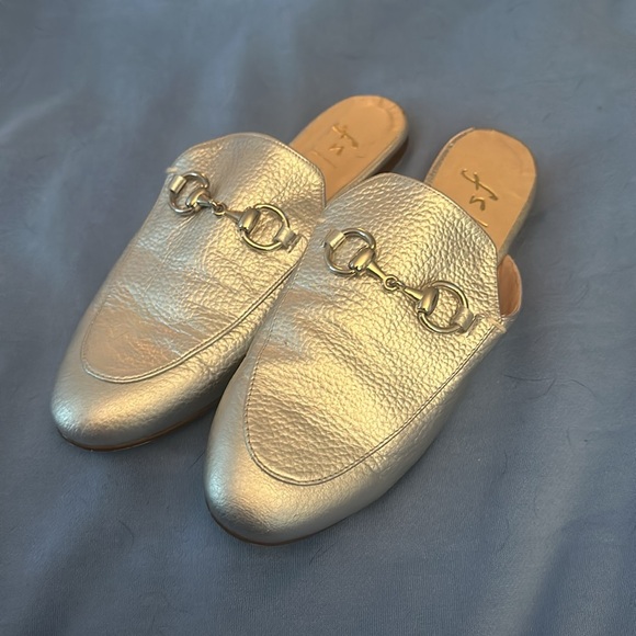 fs/ny silver leather horsebit mules size 8.5 - Picture 2 of 6